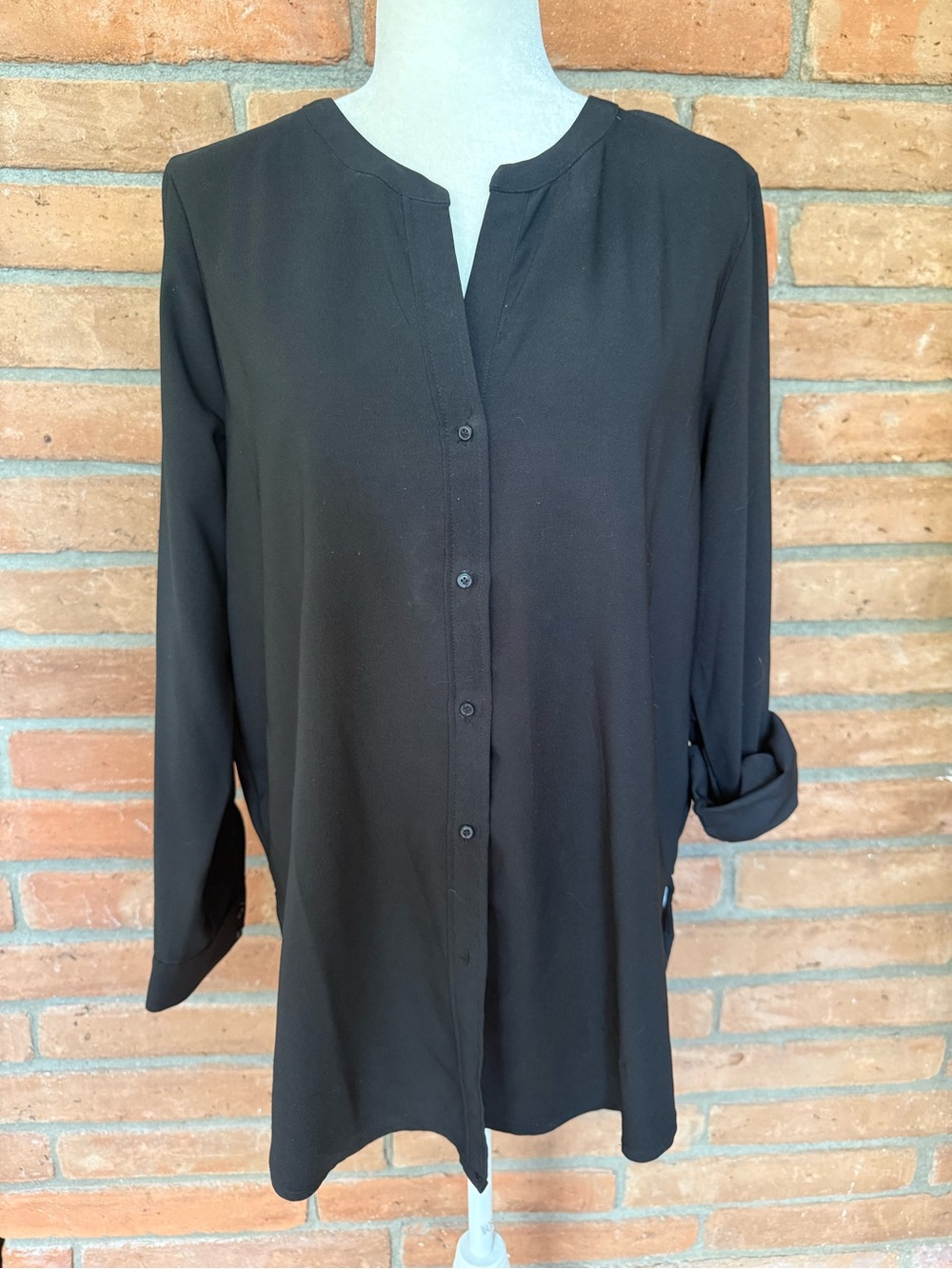 Classic Black Button-Front Women's Top